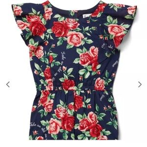 Janie and Jack x Disney Kids Floral Jumpsuit - Navy and Red